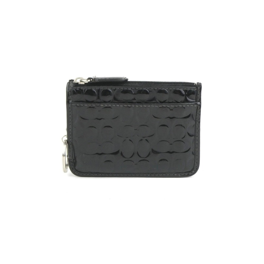 Coach Signature Black Patent Leather Mini Skinny Case